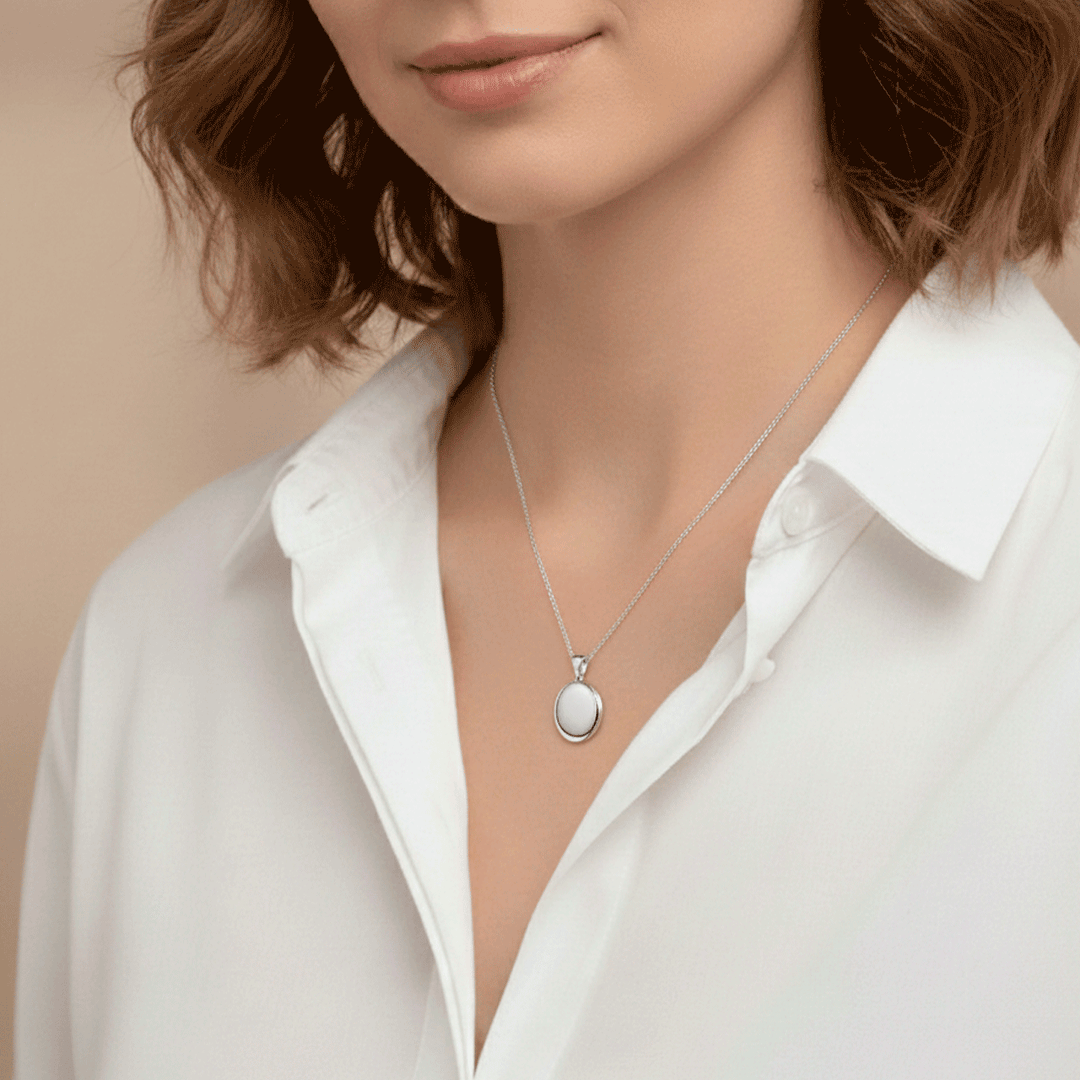 Hamilton Sterling Silver 17mm Oval Locket with Chain