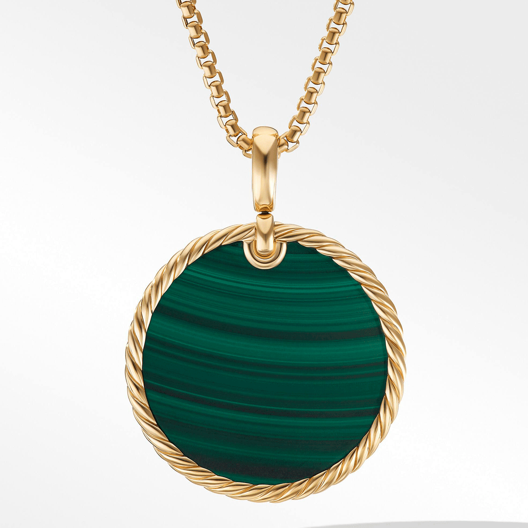 David Yurman Elements Disc Pendant in 18k Yellow Gold with Malachite