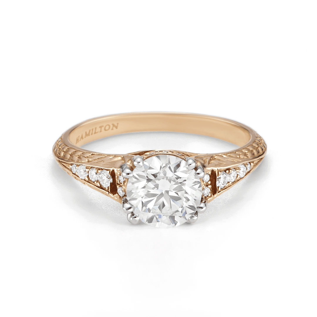Hamilton 1912 Collection  18k Rose Gold and 0.26 Total Weight Diamond Engagement Mounting Ring