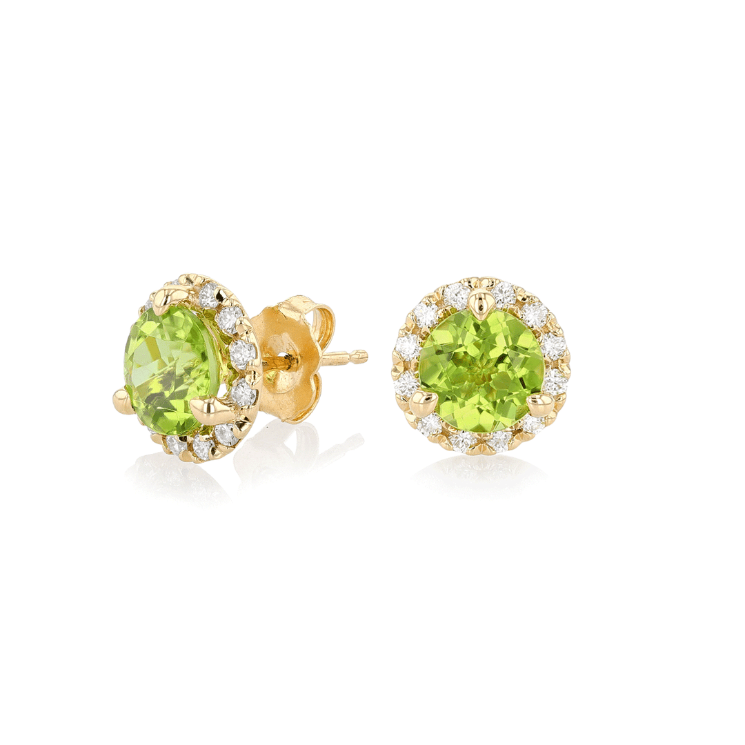 Hamilton Lisette Collection 14k Yellow Gold and 2.50 Total Weight Peridot Diamond Studs