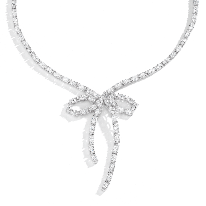 Hamilton Private Reserve Collection 18k Gold and Diamond Bow Design Necklace