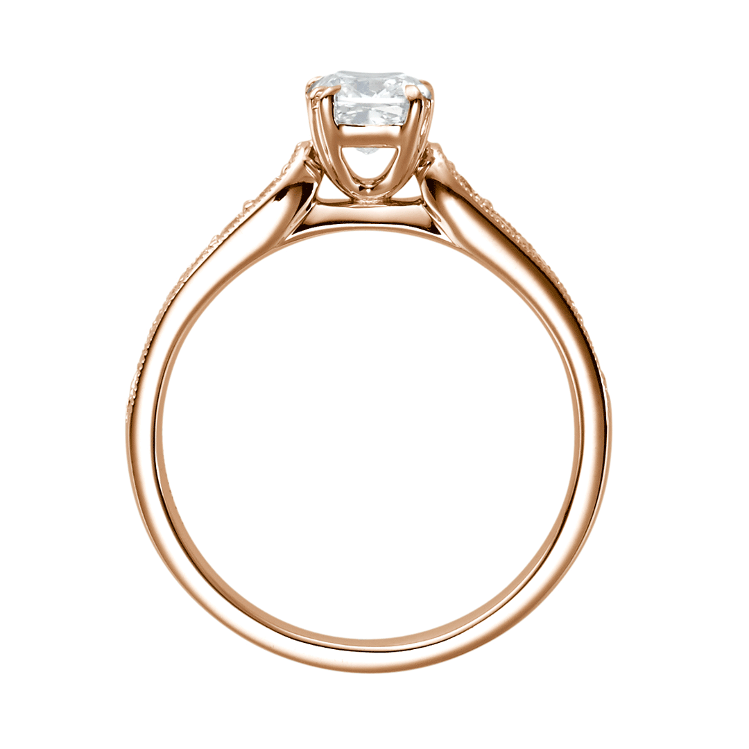 Hamilton Cherish Collection 18k Rose Gold and 0.16 Total Weight Diamond Milgrain Bead Set Mounting Ring