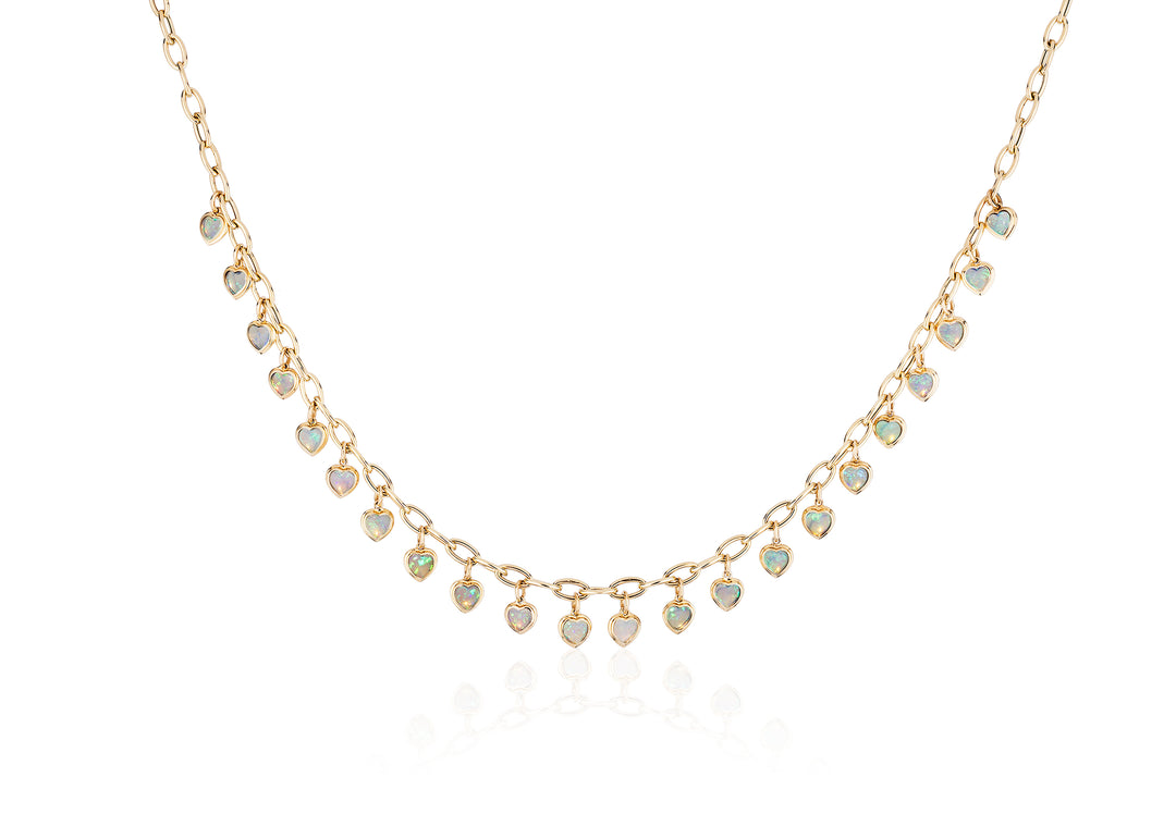 Goshwara G-one 18k Yellow Gold and Opal Heart Charm Necklace