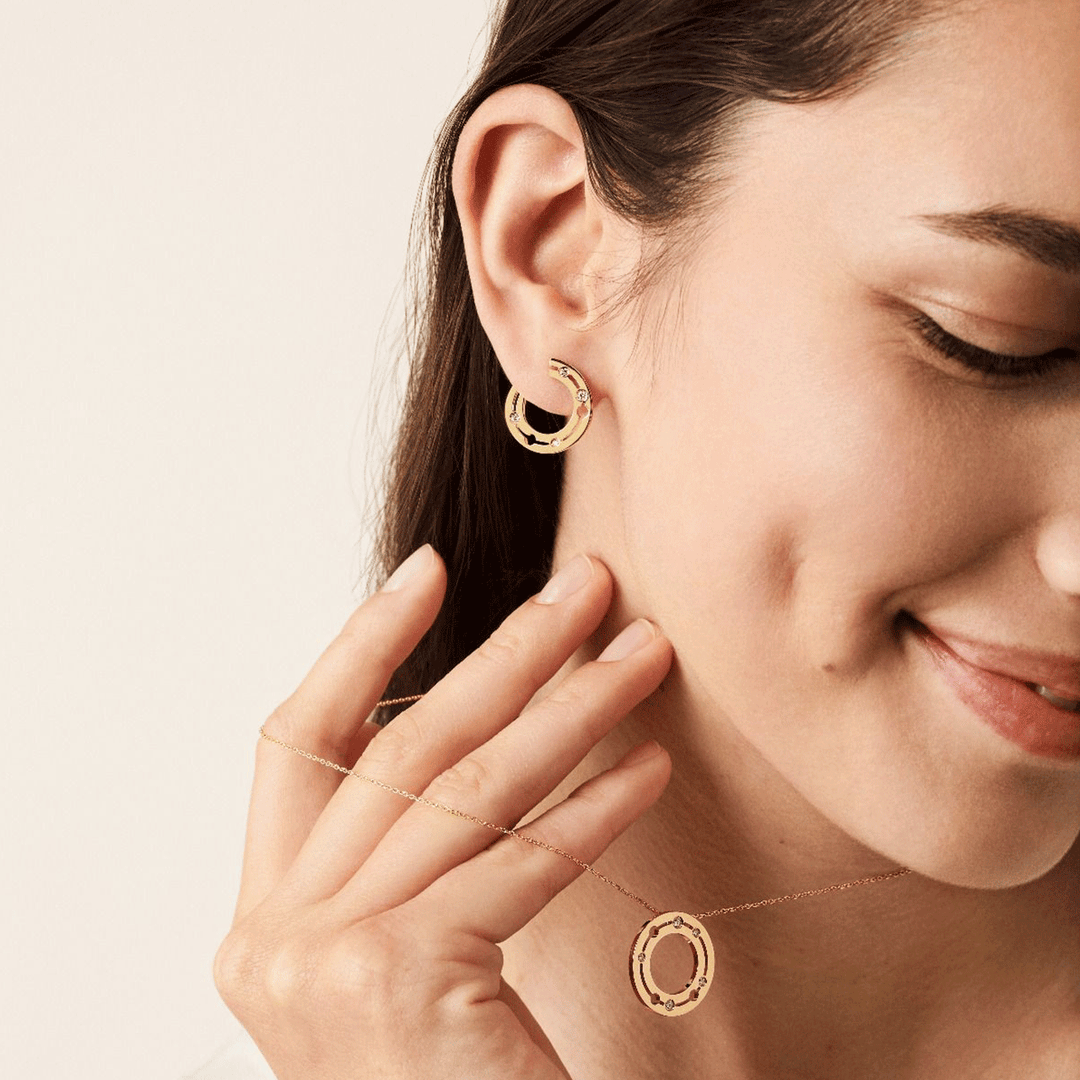 Dinh Van Pulse 18k Yellow Gold and Diamond Hoops