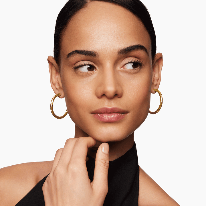 David Yurman Cable Edge Hoop Earrings in Recycled 18k Yellow Gold