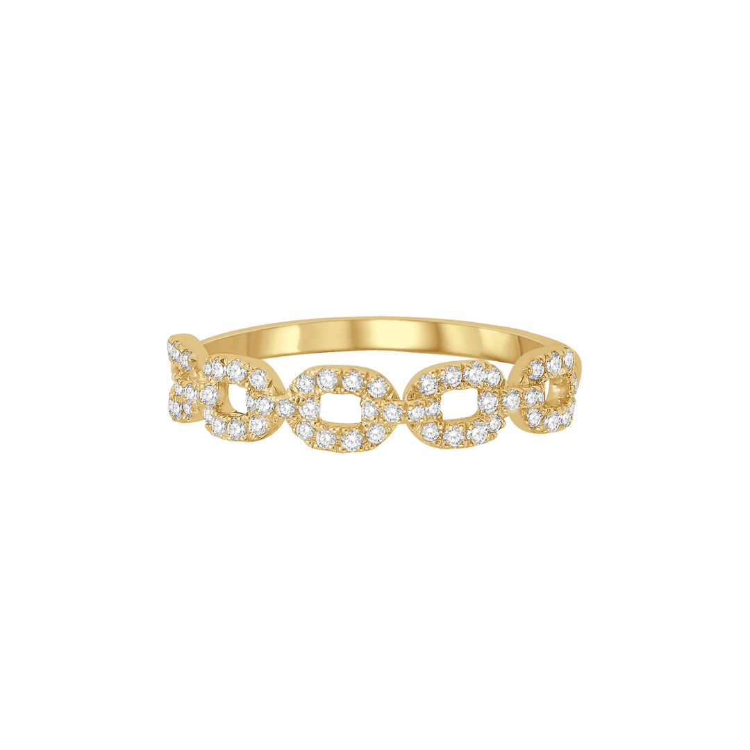 14k Yellow Gold and Diamond .26 Total Weight Chain Link Ring