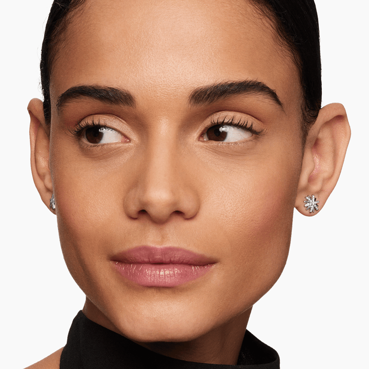 David Yurman Petite Starburst Stud Earrings Sterling Silver with Diamonds, 10mm