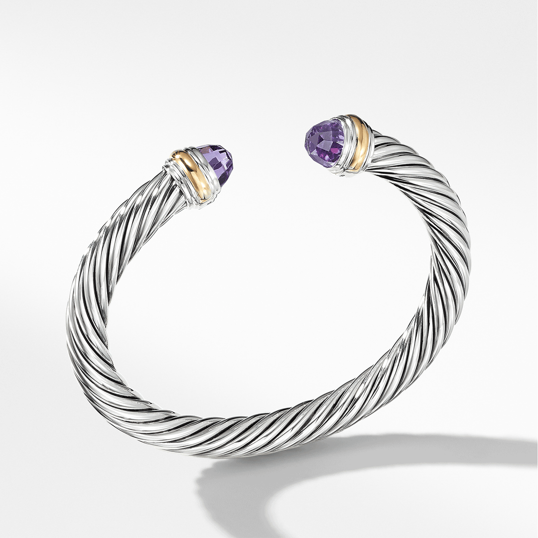David Yurman Cable Classics Bracelet in Sterling Silver with Amethyst and 14k Yellow Gold