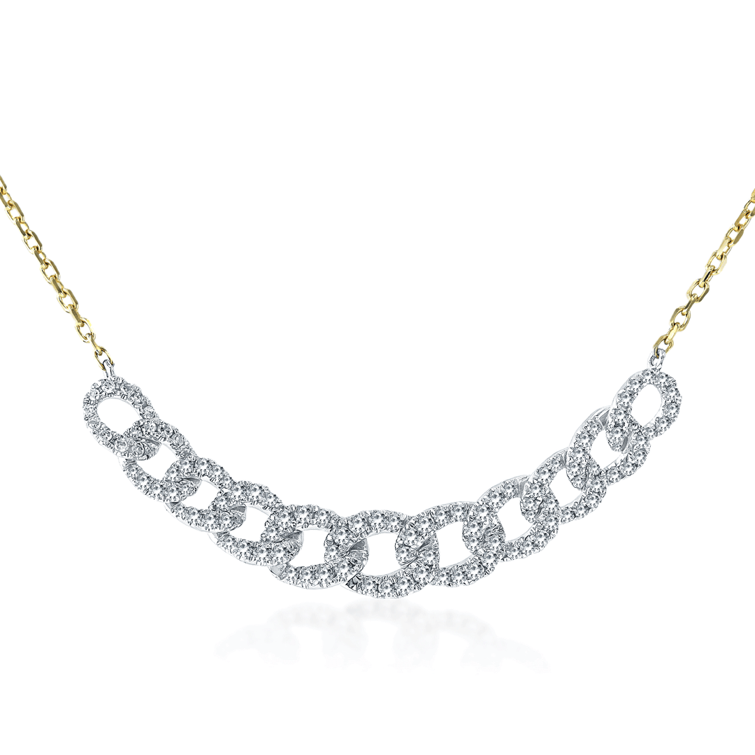 14k Gold and Diamond .49 Total Weight Curb Link Necklace
