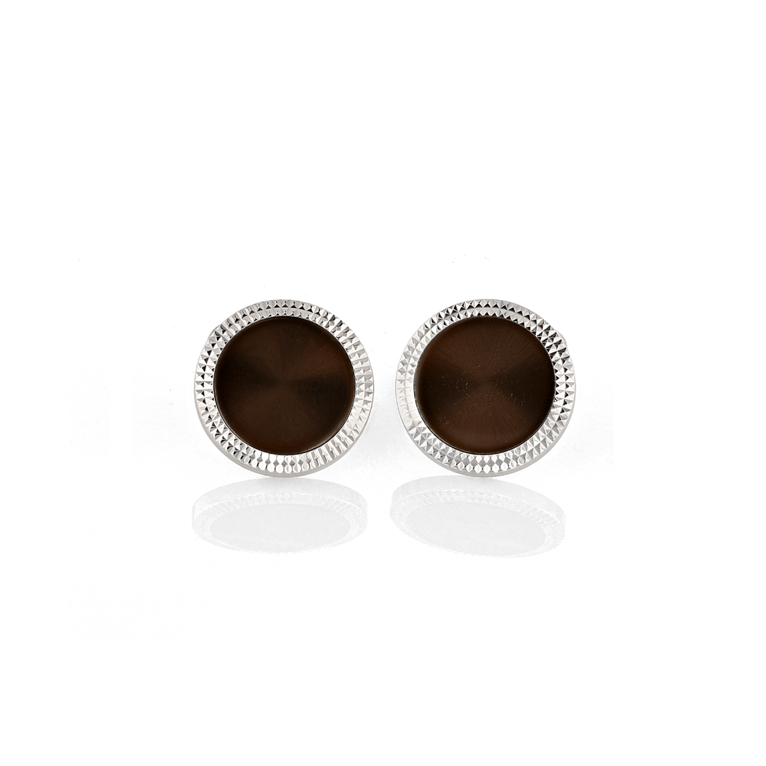 18k White Gold Olive Sunray Design Cufflinks