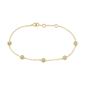14k Yellow Gold and .15 Total Weight Diamond Station Bracelet