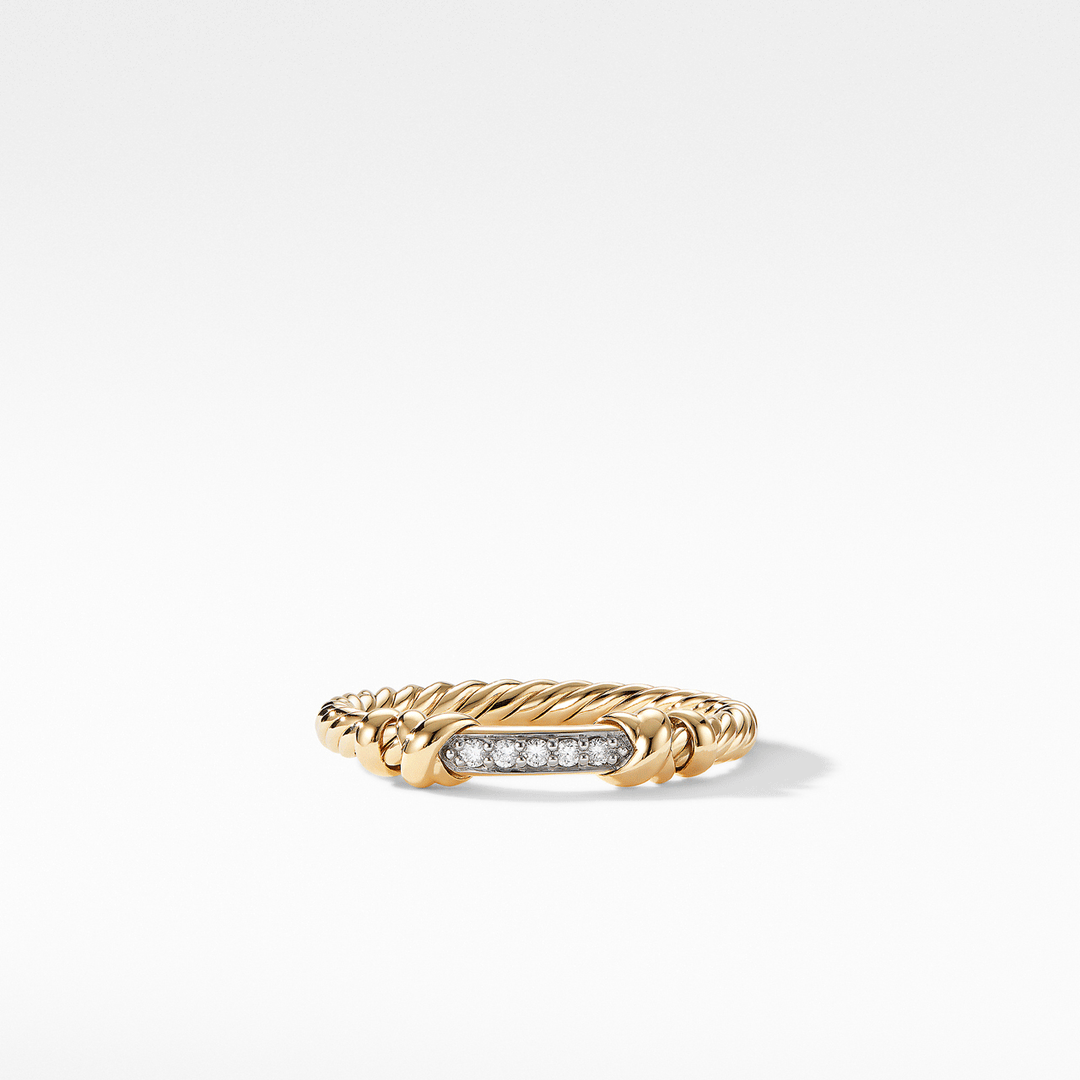 David Yurman Petite Helena Wrap Ring in 18k Yellow Gold with Diamonds,SZ6