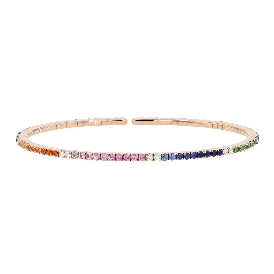 18k Gold and Multi Color Sapphire 2.21 Total Weight Bracelet