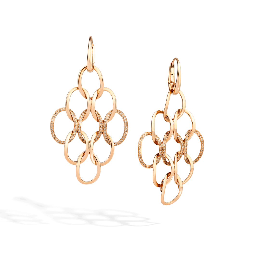 Pomellato Brera 18k Rose Gold and Brown Diamonds Chandelier Earrings