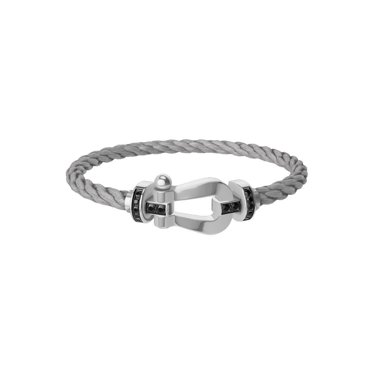 FRED Force 10 Steel Cable with 18k White LG Buckle Half Black Diamond, Exclusively at Hamilton Jewelers