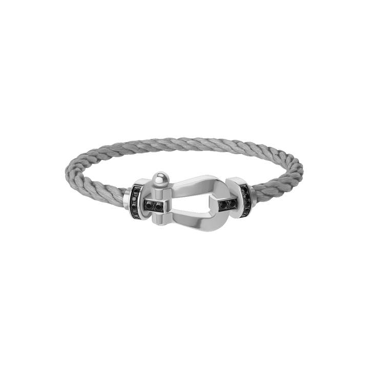 FRED Force 10 Steel Cable with 18k White LG Buckle Half Black Diamond, Exclusively at Hamilton Jewelers