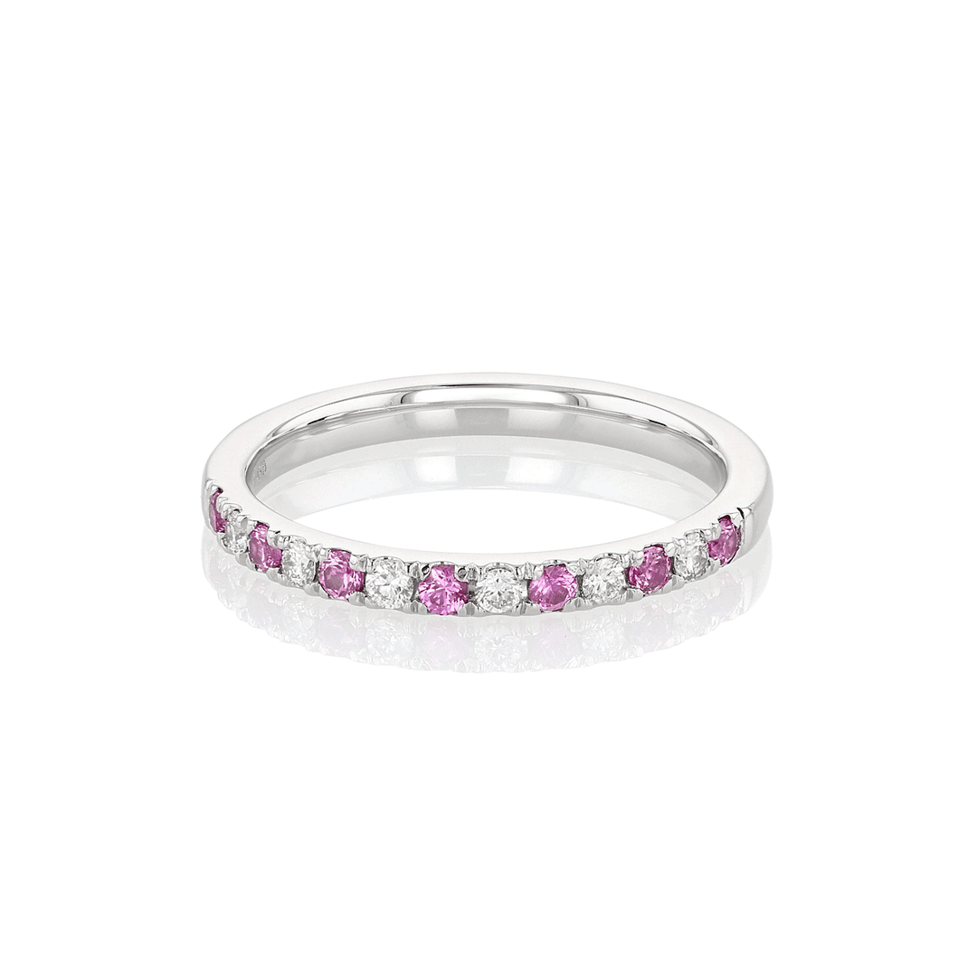 Hamilton Lisette Collection Platinum and 0.14 Total Weight Pink Sapphire Diamond Half Way Band