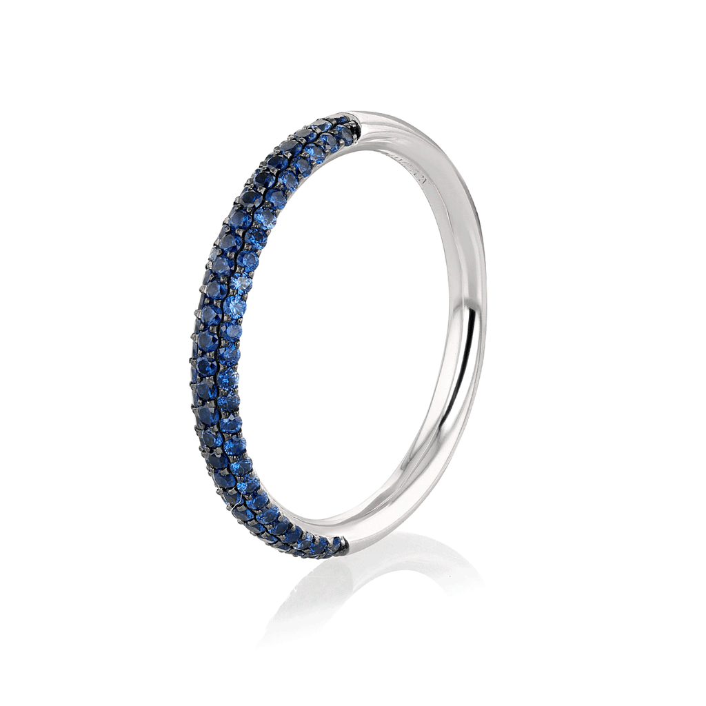 18k White Gold and .40 Total Weight Sapphire Pave Band
