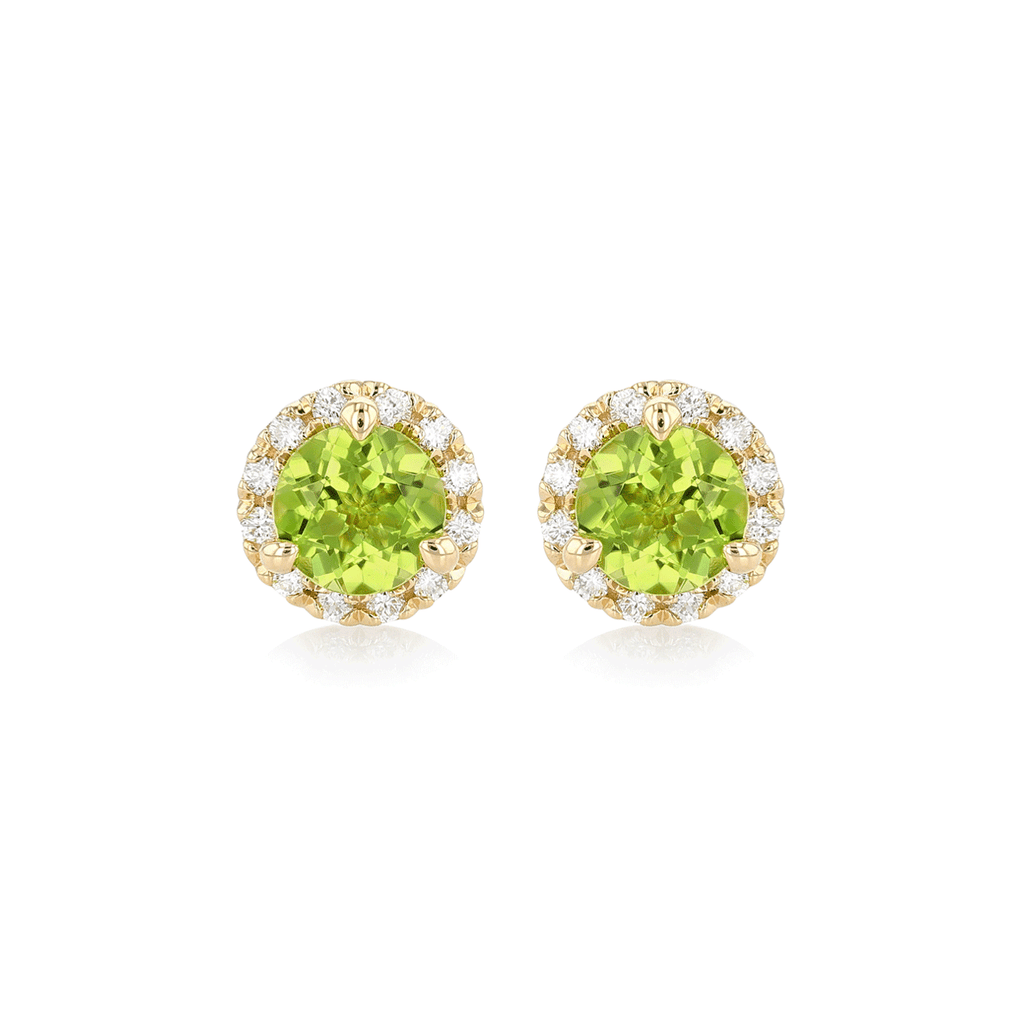 Hamilton Lisette Collection 14k Yellow Gold and 2.50 Total Weight Peridot Diamond Studs