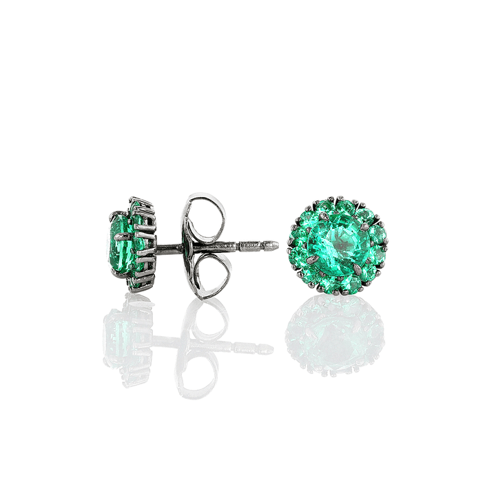 18k Gold and 1.88 Total Weight Emerald Sutd Earrings