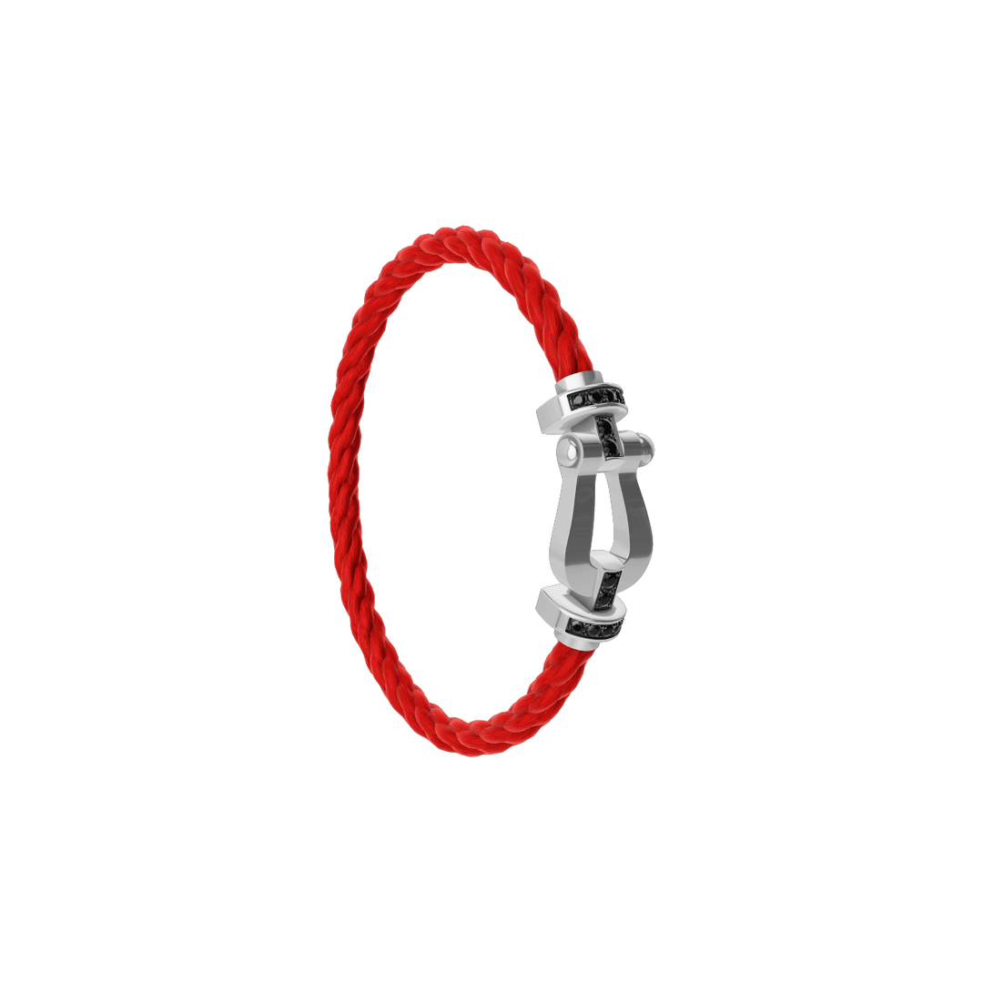 FRED Force 10 Red Cable with 18k White LG Buckle Half Black Diamond, Exclusively at Hamilton Jewelers