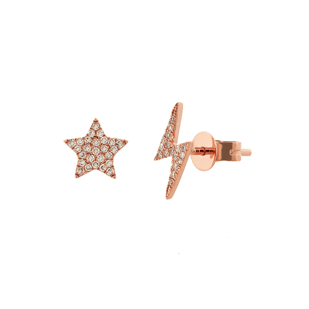 14k Rose Gold and 0.11 Total Weight Diamond Studs