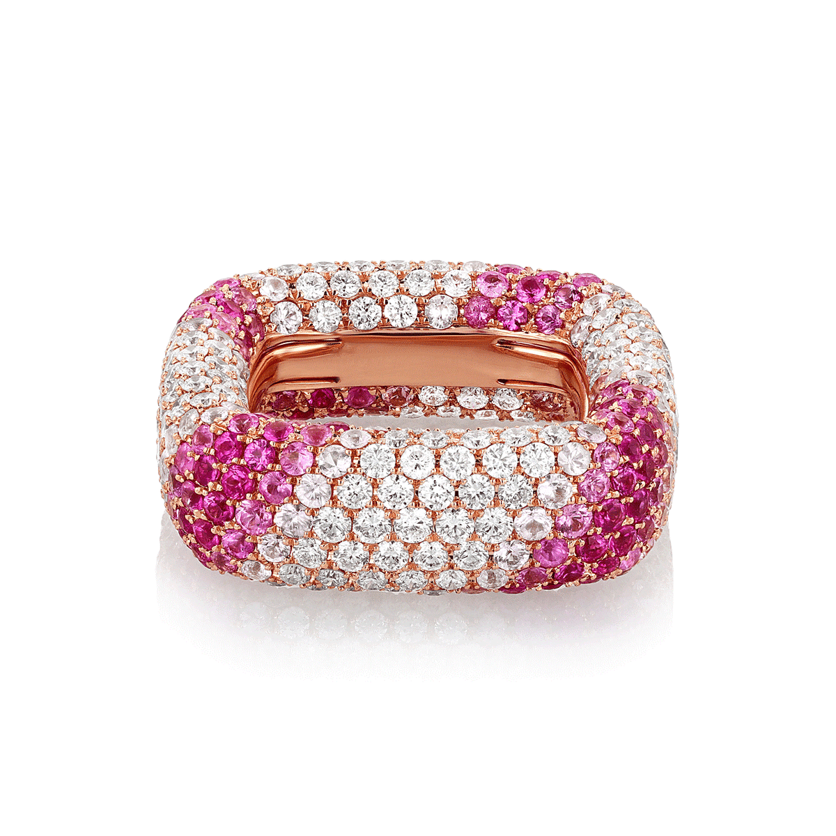 18k Rose Gold Pink Sapphire and Diamond Eternity Band