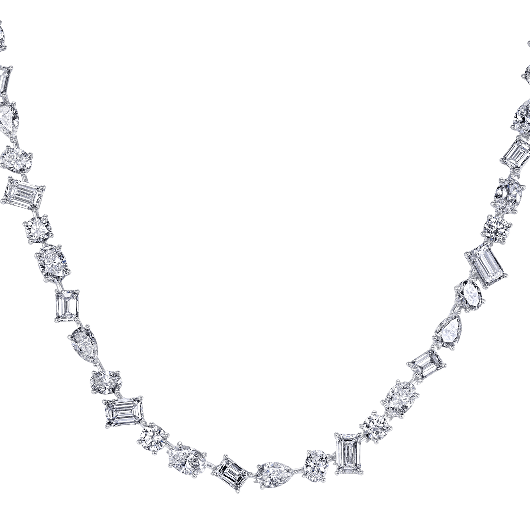 Platinum and 27.40 Total Weight Mix Shape Diamond Necklace