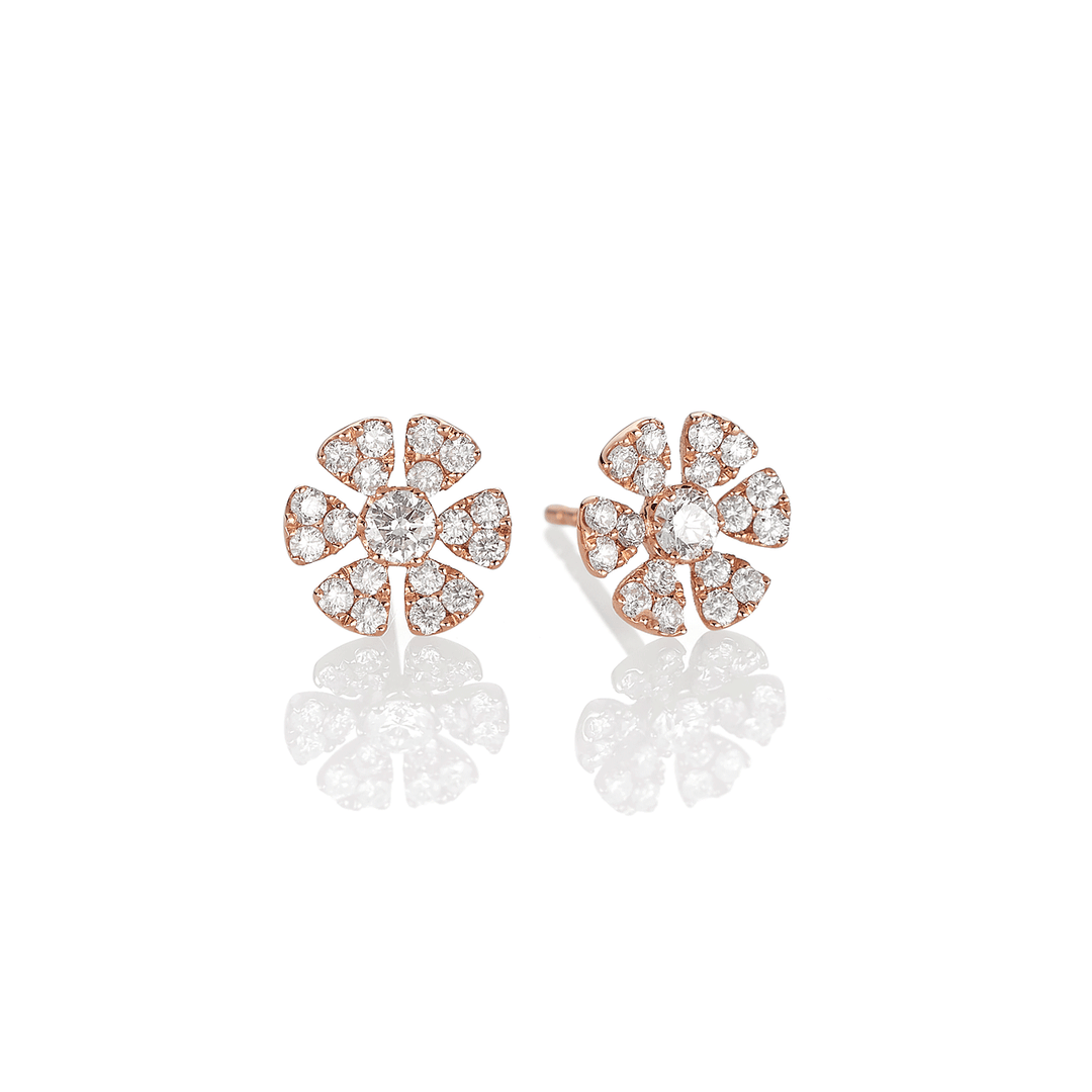 Hamilton Fleur 18k Rose Gold and .51 Total Weight Diamond Earrings