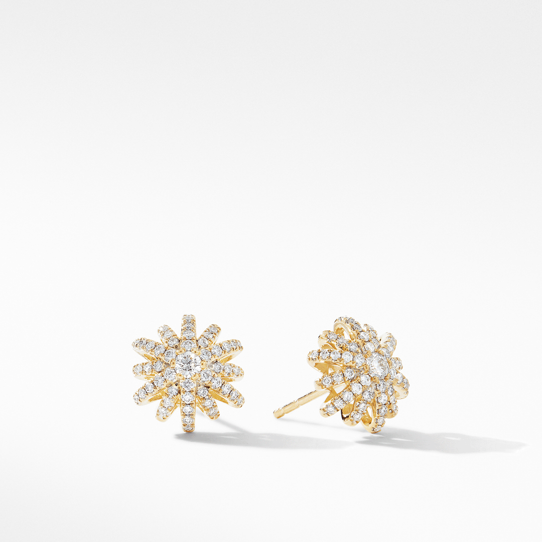 David Yurman Starburst Small Stud Earrings in 18K Yellow Gold with Pavé Diamonds