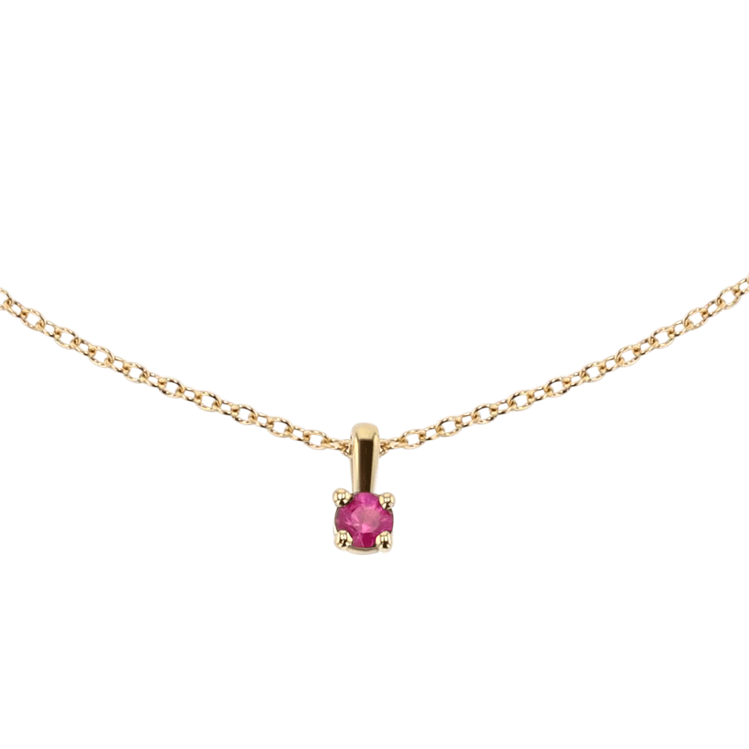 14k Yellow Gold and Ruby Birthstone Pendant