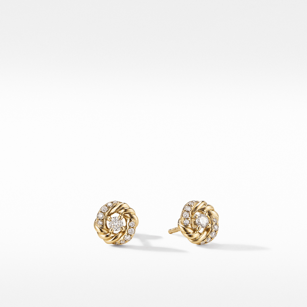 Petite Infinity Stud Earrings in 18K Yellow Gold with Diamonds