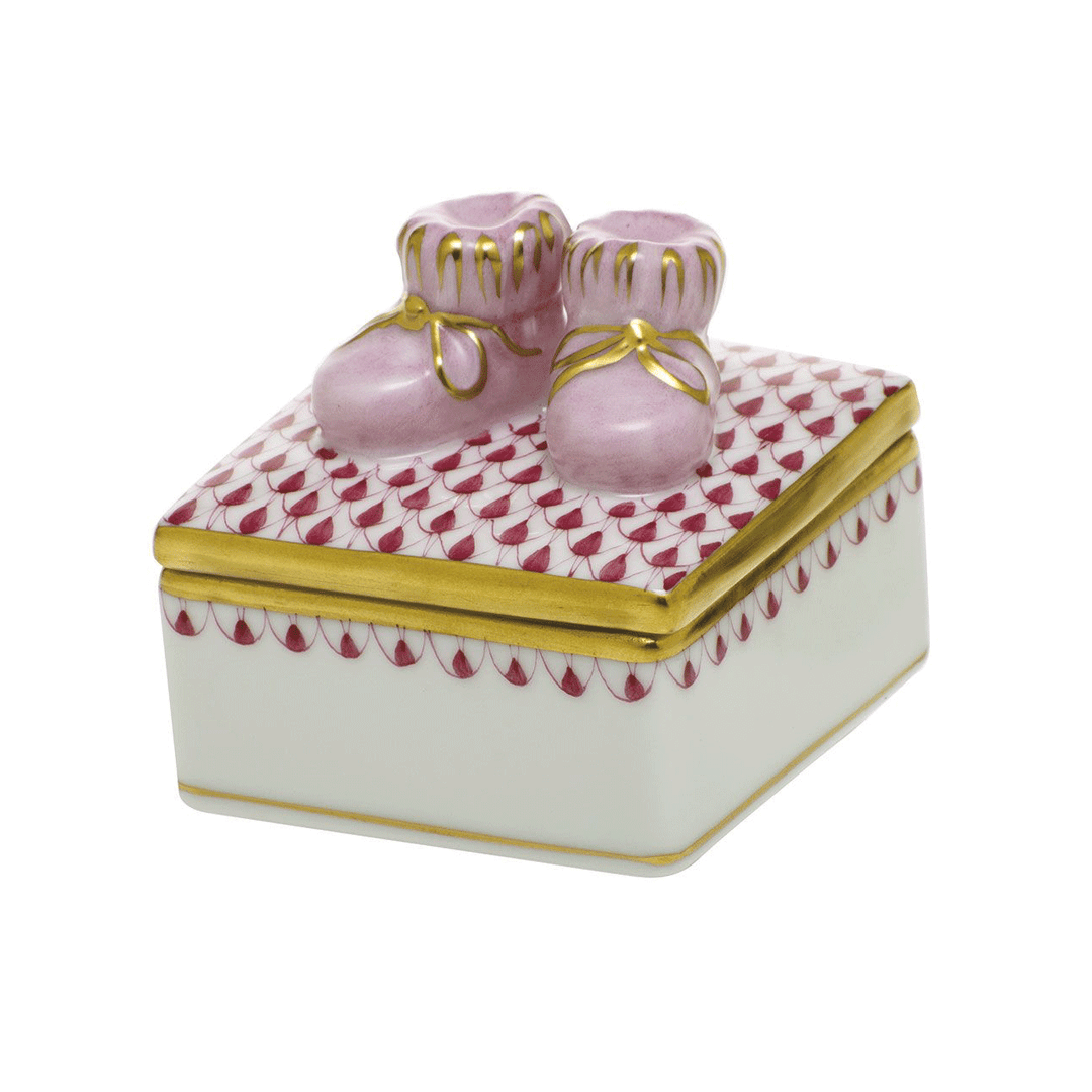 Herend Pink Baby Booties Box