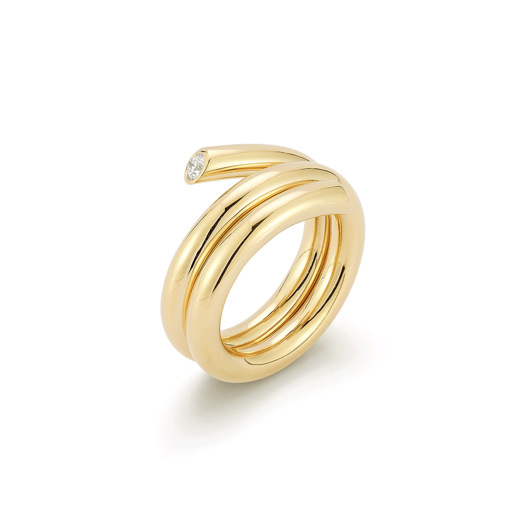 Walters Faith Thoby 18k Yellow Gold and Diamond Spiral Ring