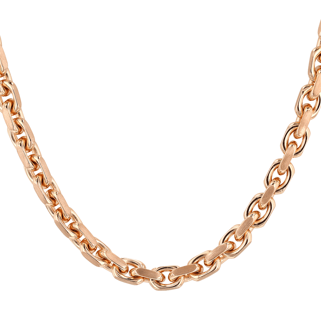18k Rose Gold 3.9mm Flat Edge Link Necklace 20 Inch