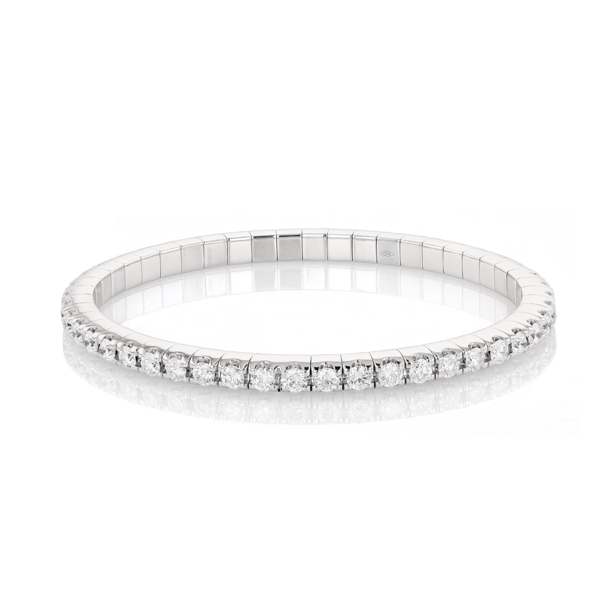 18k White Gold and Diamond 4.75 Total Weight Stretch Btacelet
