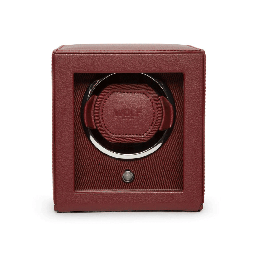 Wolf Designs Cub Single Watch Winder with Cover Bordeaux