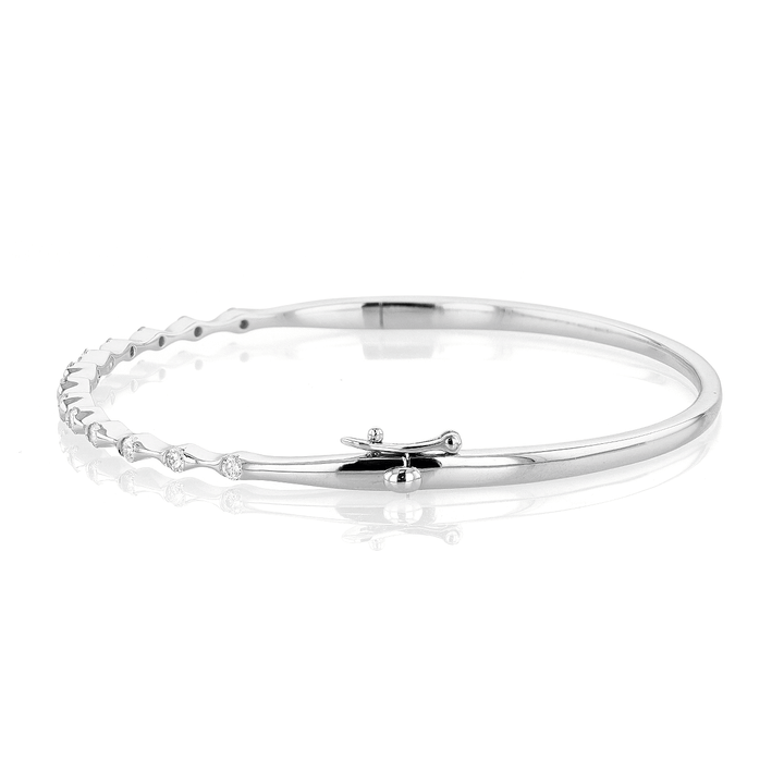 Wave 18k White Gold Diamond Bangle Bracelet