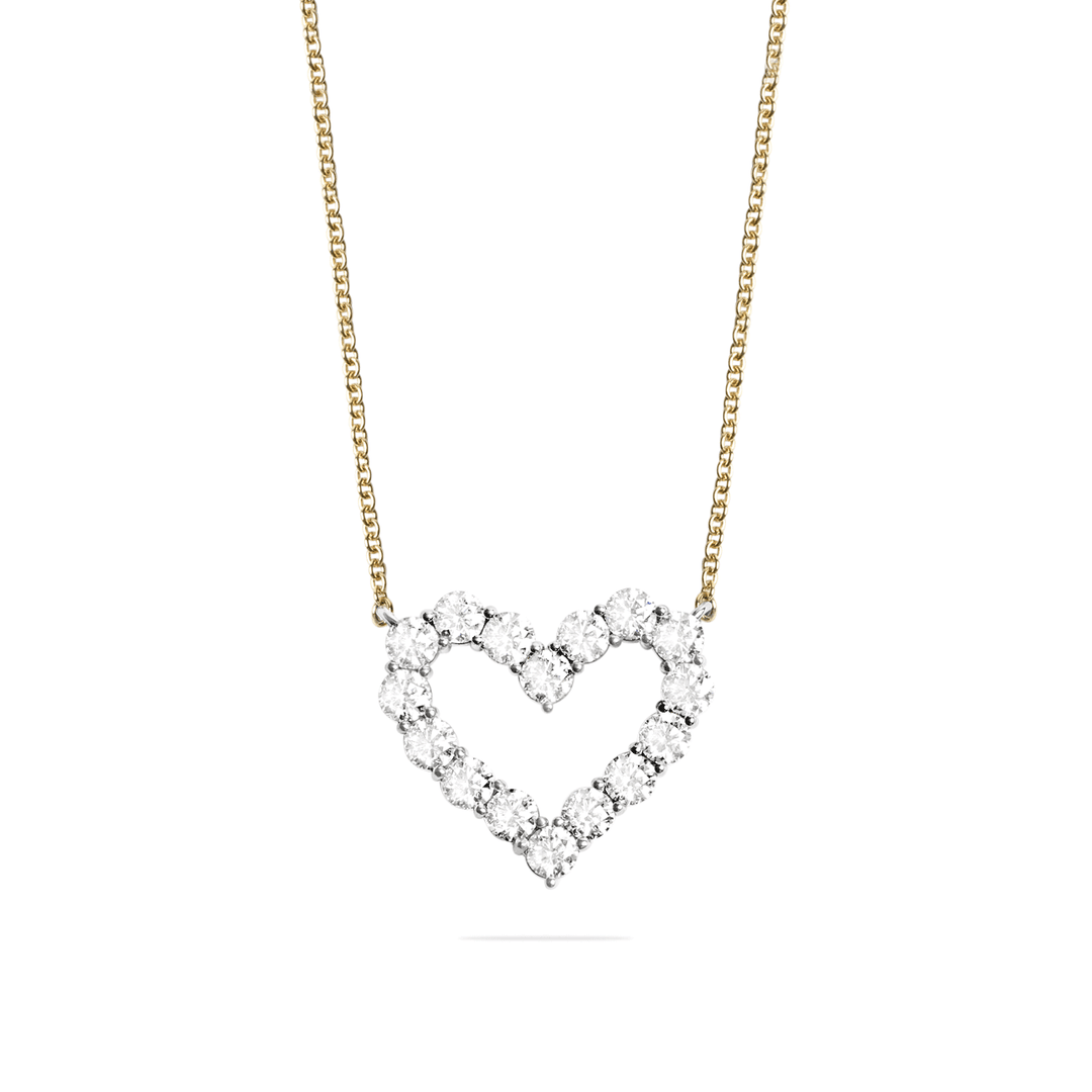 18k Gold and Diamond 4.00 Total Weight Heart Necklace