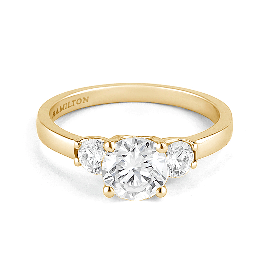 Hamilton Destiny 18k Yellow Gold Three Stone Diamond Engagement Mounting Ring