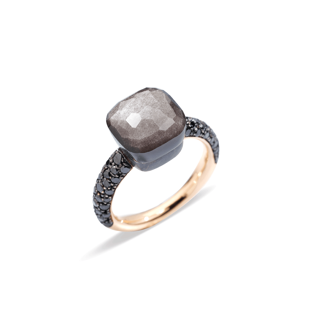 Pomellato Nudo 18k Rose Gold Titanium Obsidian and Black Diamond Ring