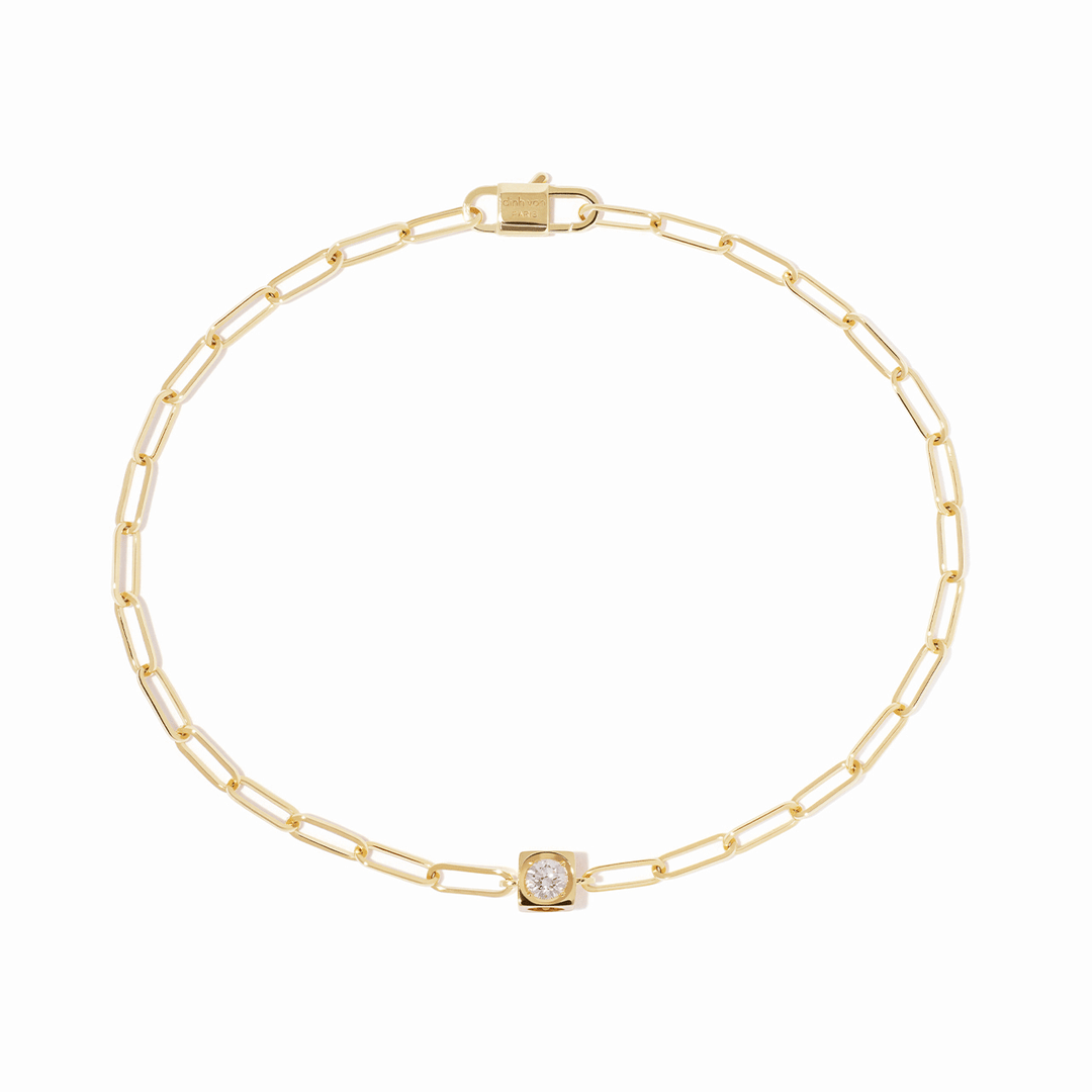 Dihn Van Le Cube Diamant 18k Yellow Gold and 0.10 Total Weight Diamond Bracelet