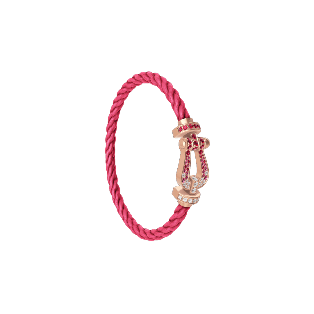 Fred FORCE 10 Rosewood Cable 18k Rose Gold Diamonds and Red Gem Stone LG Buckle, Exclusively at Hamilton Jewelers