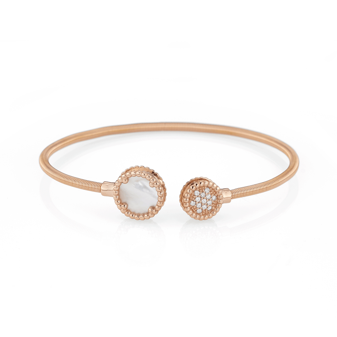 Hamilton 1970's Collection 18k Rose Gold and 0.14 Total Weight Diamond Mother of Pearl Flexible Bracelet