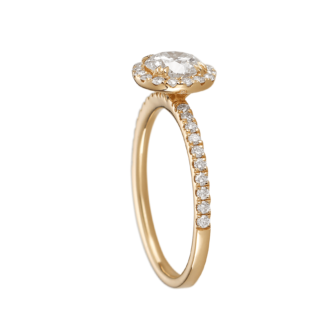Hamilton Lisette Collection 18k Yellow Gold and 0.30 Total Weight Diamond Halo Mounting Ring