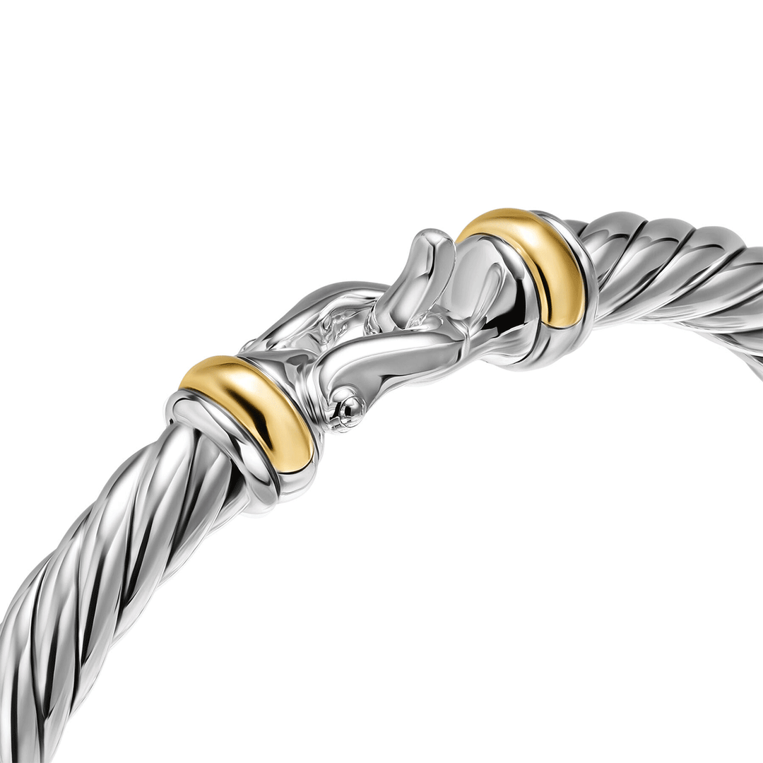 David Yurman Cable Flex® Buckle Bracelet Sterling Silver with 14K Yellow Gold 6mm Medium