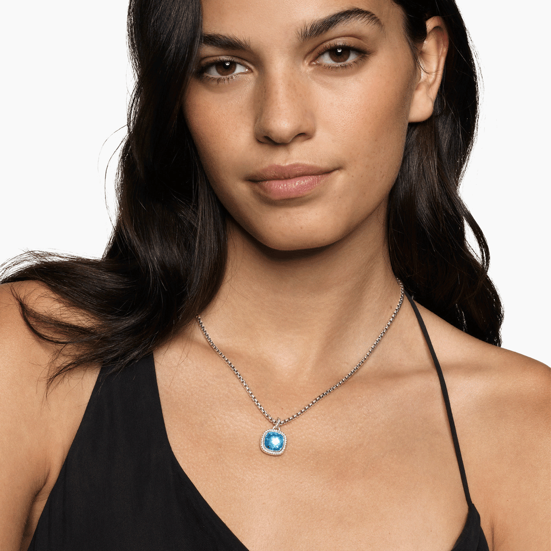 David Yurman Albion® Pendant Sterling Silver with Blue Topaz and Diamonds, 11mm