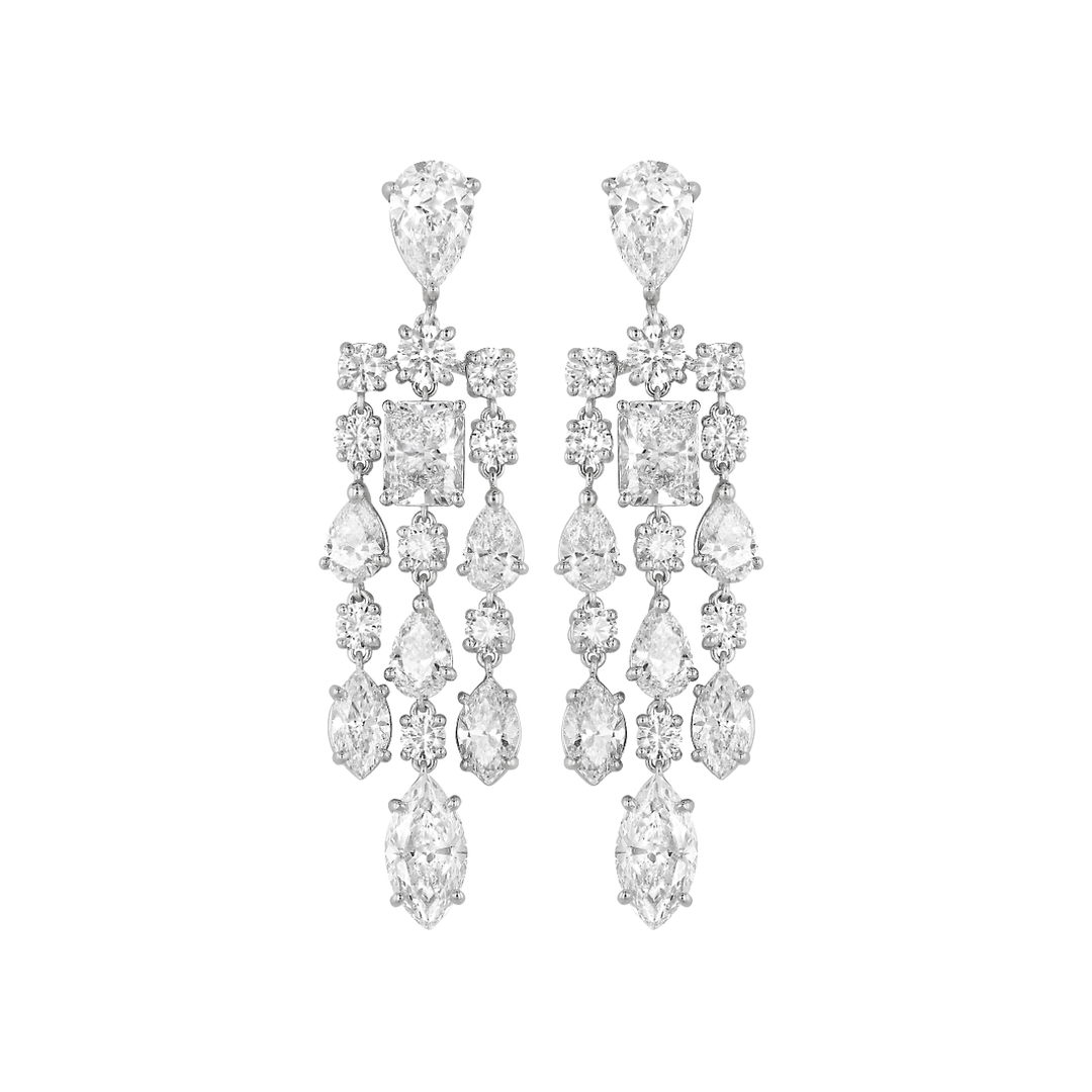 Platinum and Diamond 11.78 Total Weight Natural Diamond Chandelier Earrings
