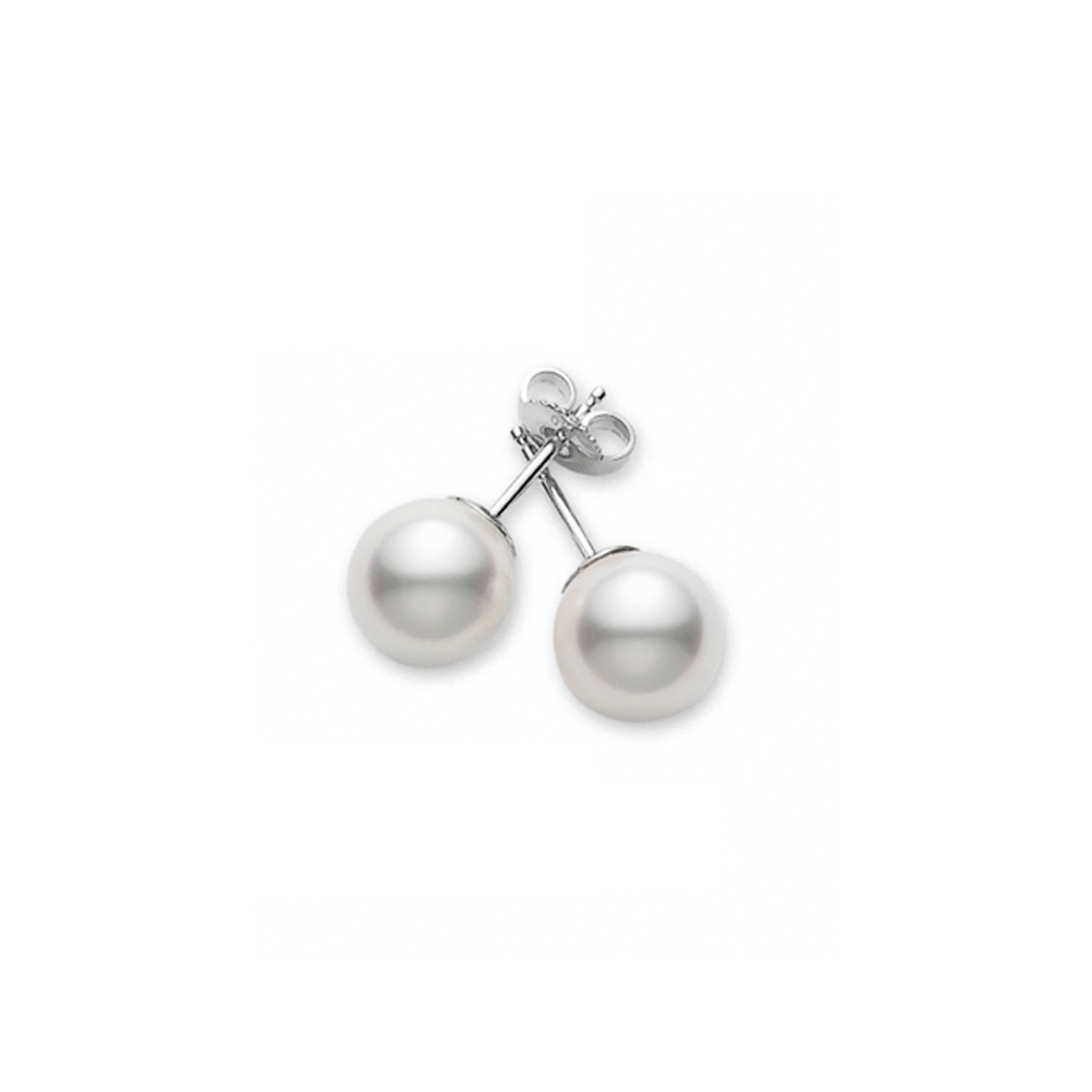 Mikimoto 18k White Gold Akoya 7.5mm Pearl Studs
