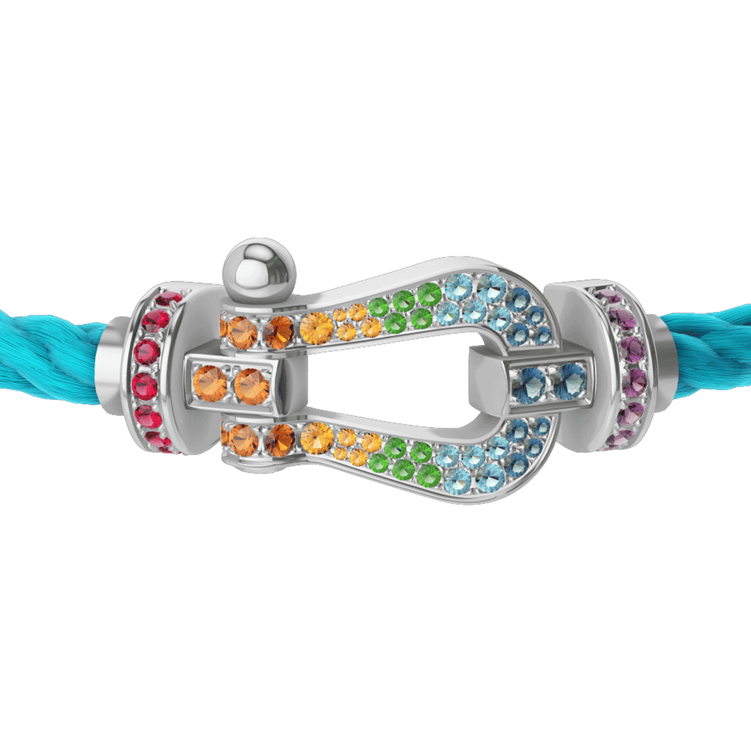FRED Turquoise Cord Bracelet with 18k Rainbow Gemstone LG Buckle, Exclusively at Hamilton Jewelers